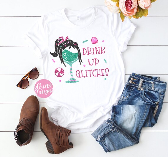 Drink Up Glitches - Wreck It Ralph glitter shirt