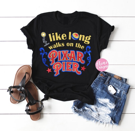 I Like Long Walks on the Pixar Pier - Pixar Pier Glitter Shirt, Toy Story Land