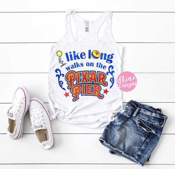 I Like Long Walks on the Pixar Pier - Pixar Pier Glitter Shirt, Toy Story Land