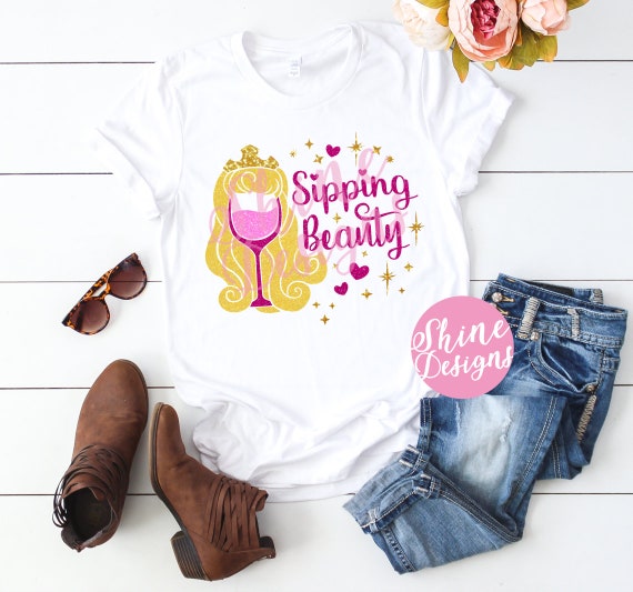 Sipping Beauty Aurora Inspired Magical Glitter Shirt - Epcot Food and Wine Festival