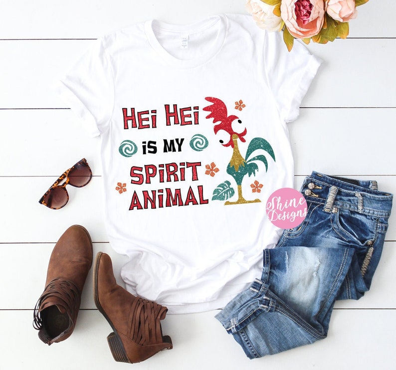 Hei Hei Is My Spirit Animal Moana Shirt, Moana Glitter Shirt, Sidekicks Shirt image 1