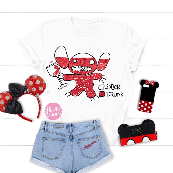 Stitch Drunk Level Glitter Shirt - Food and Wine Stitch Shirt -  Epcot Food and Wine, Lilo and Stitch, Drinking Shirt