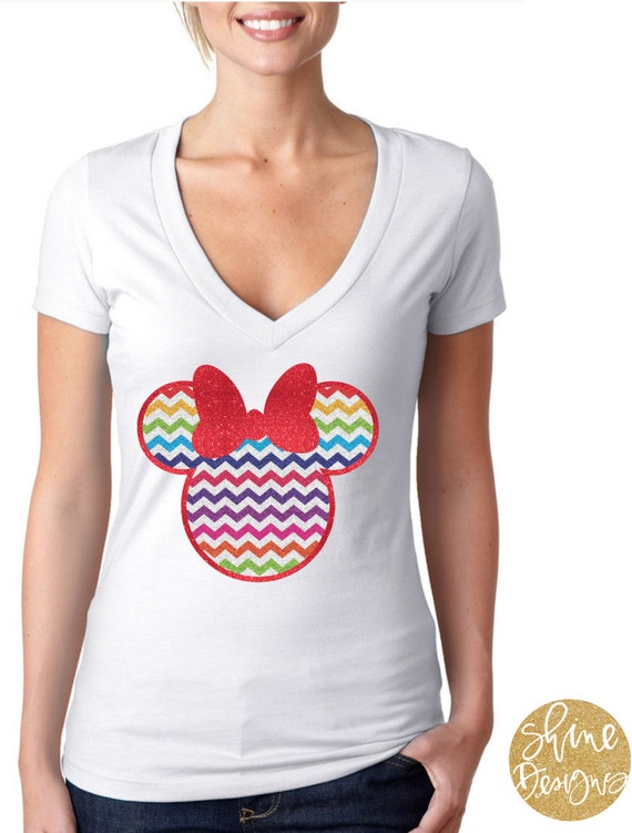 Rainbow Chevron Minnie Mouse Head - Magical Shirt