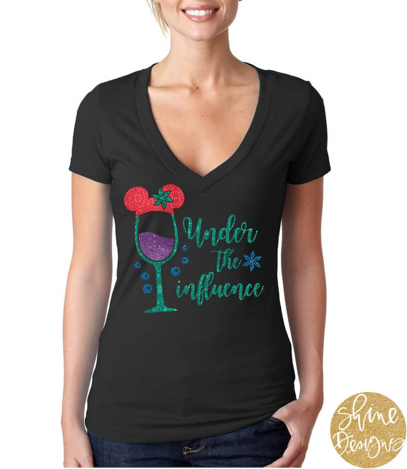 Under The Influence The Little Mermaid Inspired Drinking Glitter Shirt Epcot Food And Wine Festival image 4