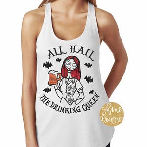 All Hail The Drinking Queen Nightmare Before Christmas Wine Shirt Nightmare Before Christmas Inspired Glitter Shirt image 4