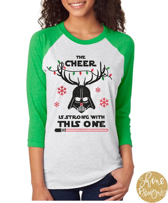 The Cheer is Strong With This One - Darth Vader Christmas Shirt - Magical Glitter Shirt - Christmas Glitter Shirt