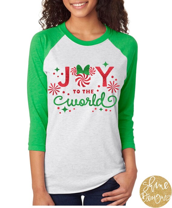 Joy To The World - Peppermint Minnie Mouse - Magicaly Glitter Shirt - Christmas Glitter Shirt