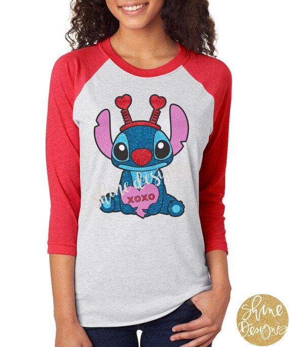 Disney Women's Short Sleeve Valentine's Day Stitch