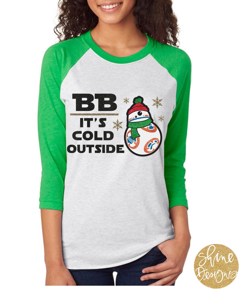 BB It's Cold Outside Star Wars Glitter Shirt Christmas Glitter Shirt image 2