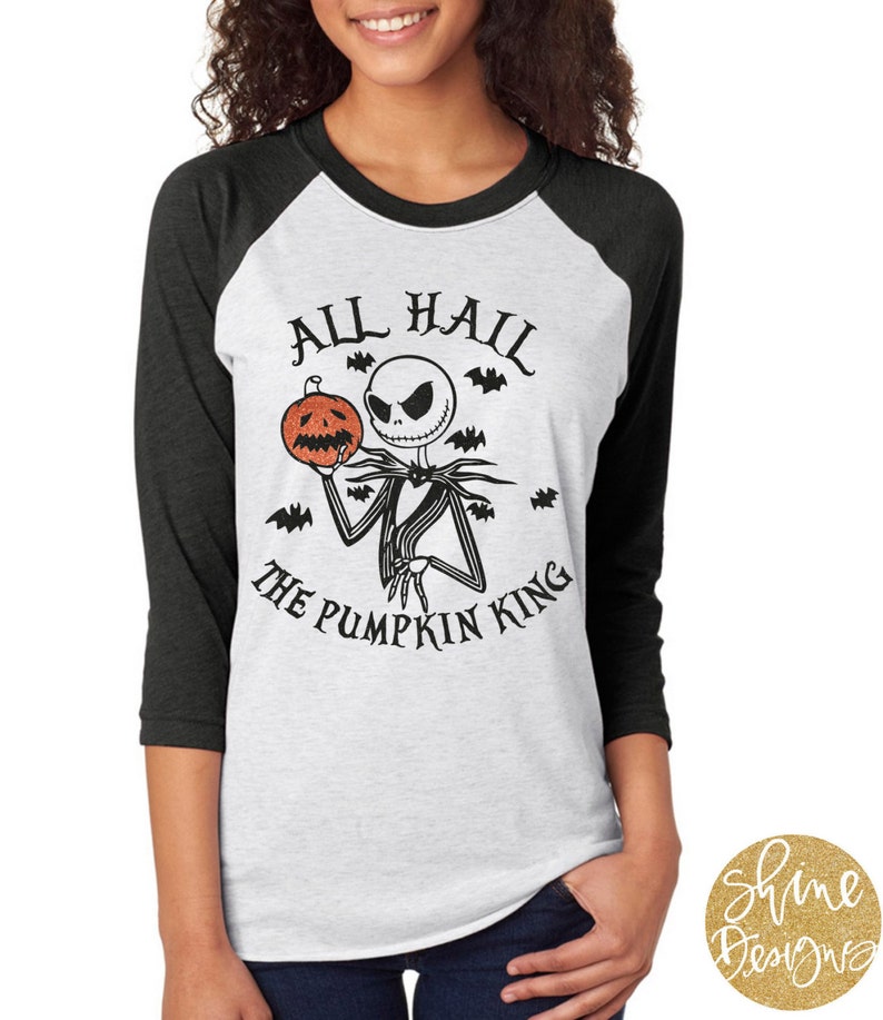 Nightmare Before Christmas Shirt Jack Skellington All Hail The Pumpkin King Glitter Shirt image 1