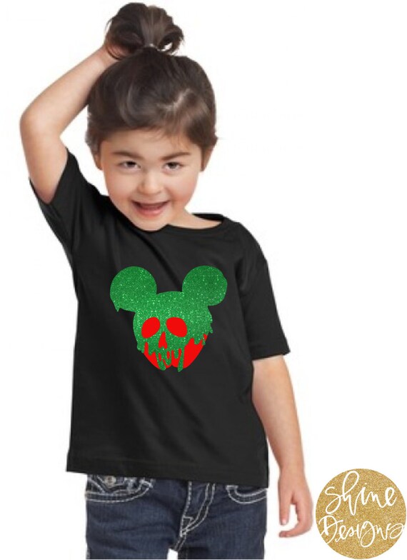 Mickey Snow White Poison Apple Glitter Black Shirt