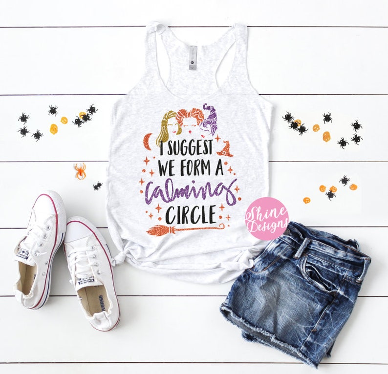 Hocus Pocus Shirt I Suggest We Form A Calming Circle Halloween Shirt Halloween Glitter Shirt image 2