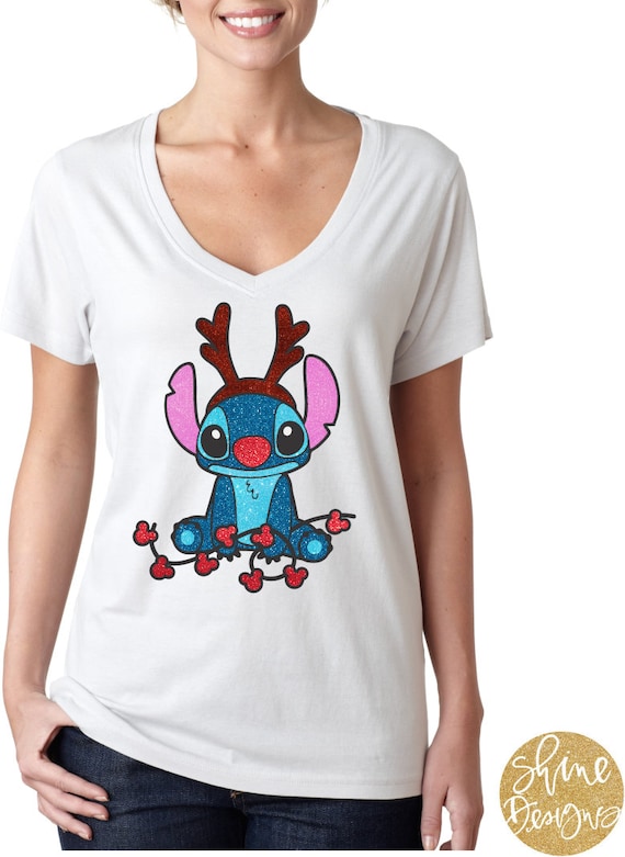 Stitch Christmas Shirt - Lilo and Stitch Shirt - Glitter Shirt