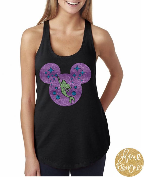 Mickey Head The Little Mermaid Inspired - Magicaly Glitter Shirt - Ariel Shirt