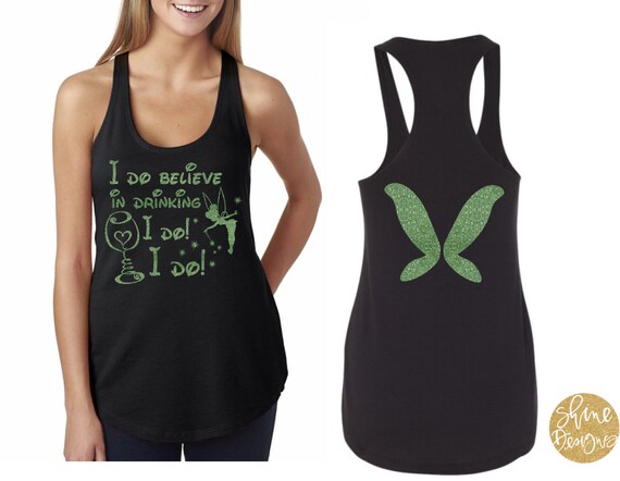 Tinkerbell I Do Believe - Wine Glitter Shirt - With Magical Wings