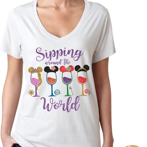 Sipping Around The World Drinking Shirt - Magical Drinking Shirt - Food and Wine Festival Shirt