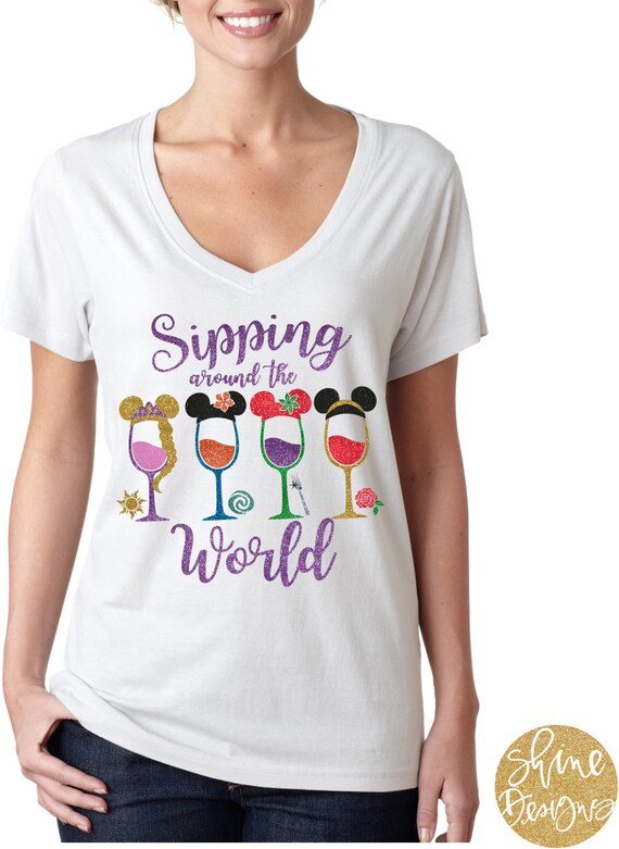 Sipping Around The World Drinking Shirt - Magical Drinking Shirt - Food and Wine Festival Shirt