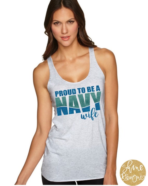 Proud To Be A Navy Wife Glitter Shirt