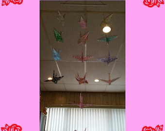 Grúa de origami japonesa móvil. 14 patrones coloridos. Decoración del hogar