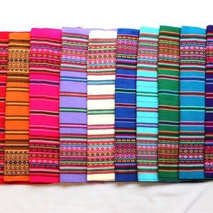 SALE 25% OFF Genuine Aguayo Bolivian Peruvian fabric 46''x46'' 117x117 cm. Tribal Ethnic Stripy woven textile, blanket. any use image 2