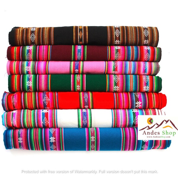 SALE 25% OFF* Genuine Aguayo Bolivian Peruvian fabric 46''x46'' (117x117 cm.) Tribal Ethnic Stripy woven textile, blanket. any use