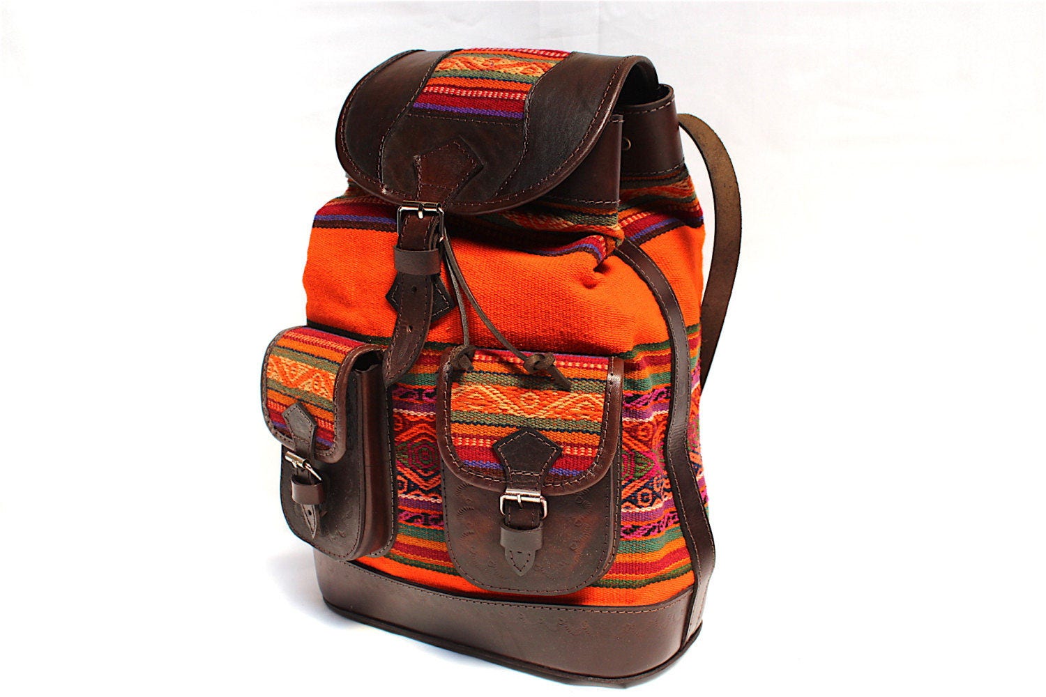 15% DESCUENTO Mochila étnico Andina hecha a mano de Cuero | Etsy