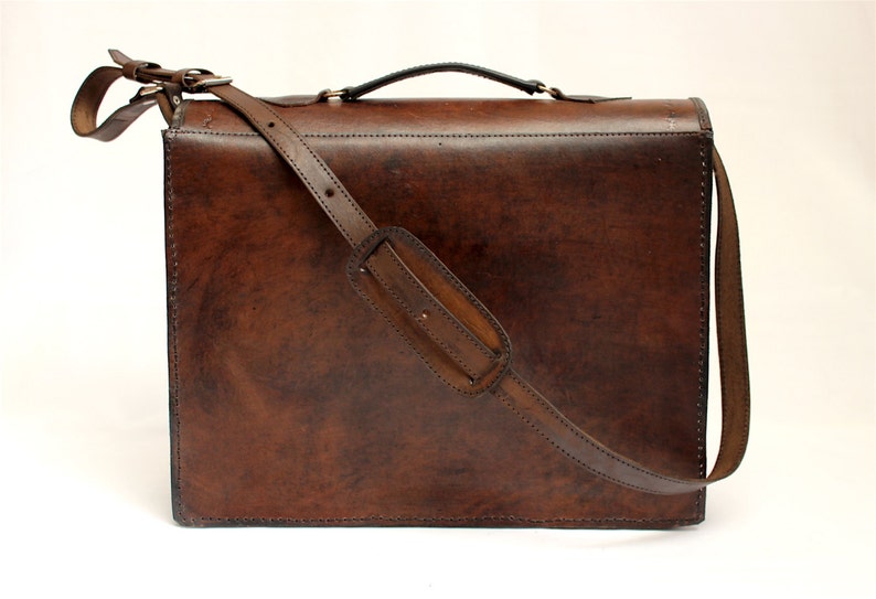 SALE 25% OFF Genuine Leather Briefcase, Leather Messenger Bag, Leather Satchel, Shoulder Bag, Vintage briefcase, brown briefcase image 5