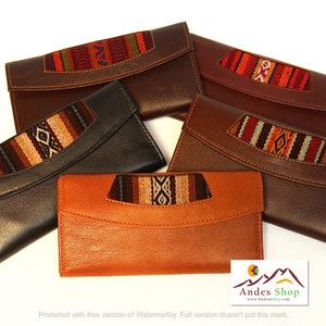 SALE 25% SALE * Echtleder Geldbörse Aguayo (bolivianischer peruanischer Stoff) Damen Geldbörse, Täschchen, Geldbörse, Tasche