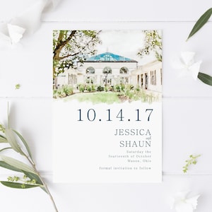 Watercolor Wedding Venue Save the Date, Custom Watercolor Save the Date, Personalized Wedding Save the Date, Custom Venue Save the Date