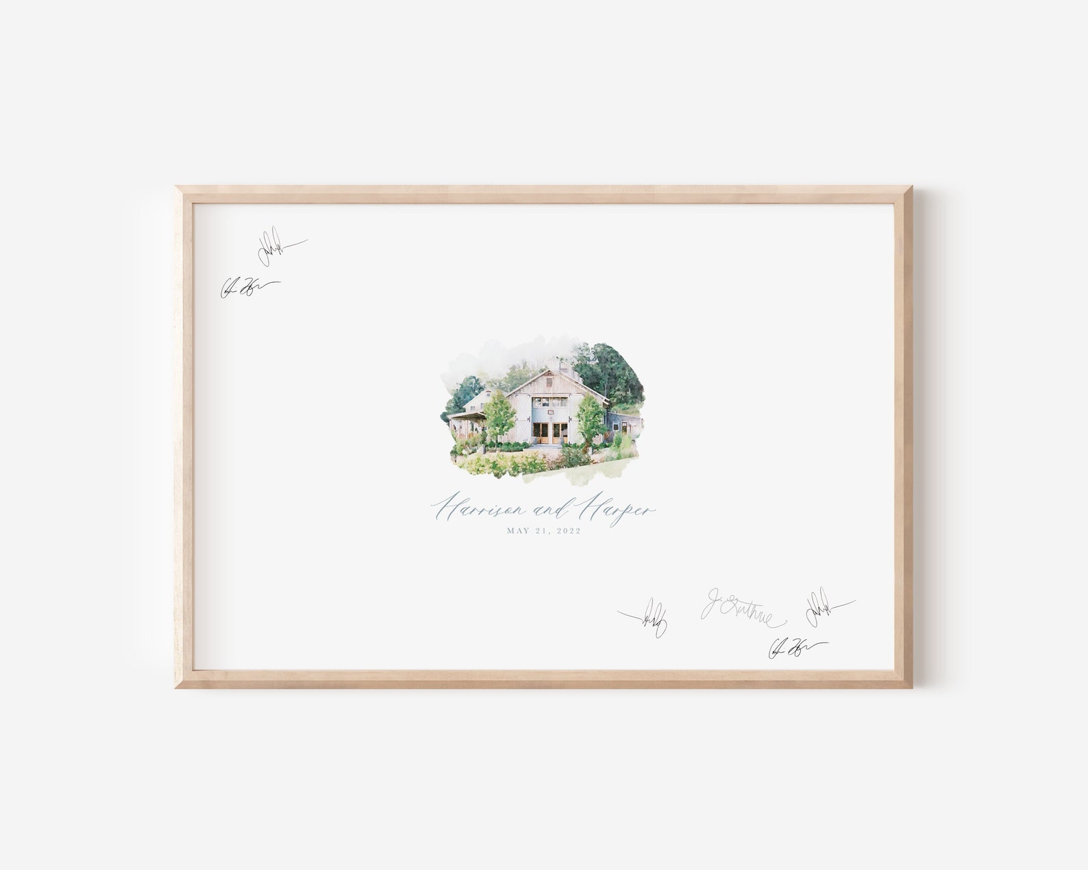 Wedding Venue Guest Book Alternative, Rustic Wedding Guest Book, Custom Watercolor, Personalized Venue Guest Book, Photo Guest Book - 20x24 inches, Fine Art Paper Print