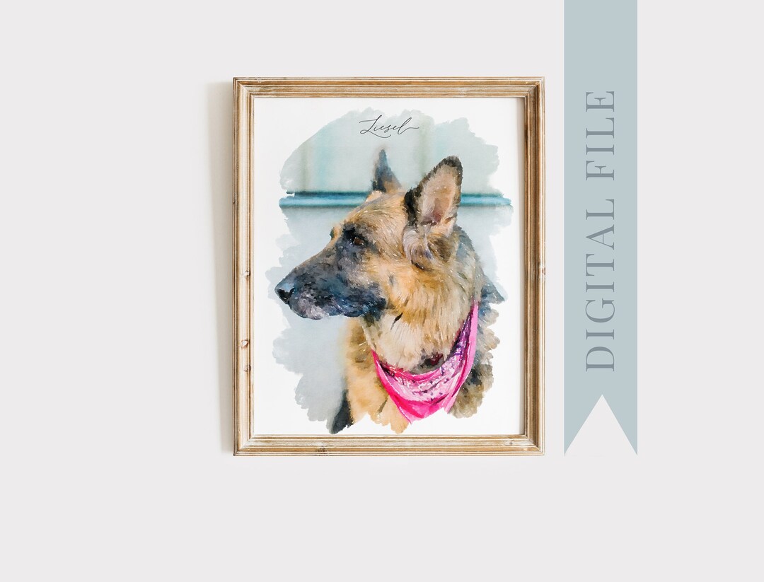 DIGITAL Watercolor Pet Portrait From Photo Painting Custom Pet Portrait ...