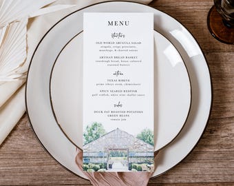 Custom Watercolor Wedding Menu, Wedding Menu Card, Printed Menu Card, Watercolor Wedding Dinner Menu, Custom Dinner Menu