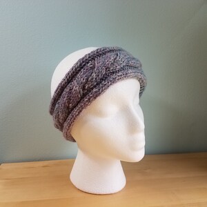Braided Wool Winter Headband Ear Warmer in Blue and Purple