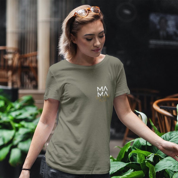 Mama T-Shirt khaki, personalized with name