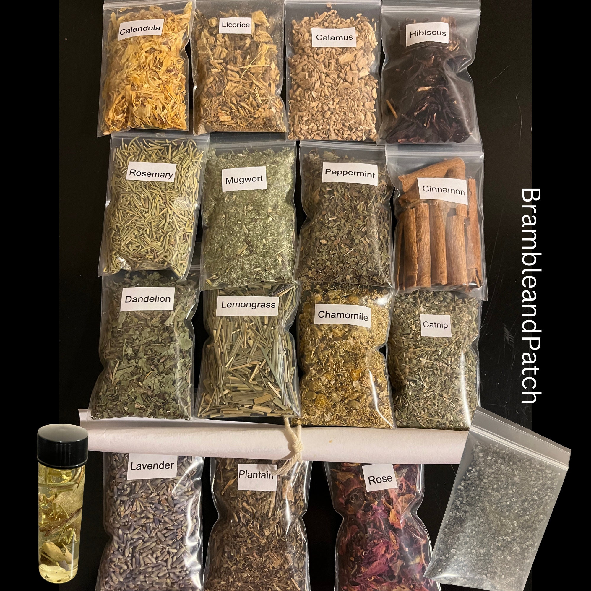 Holy Santo Organic Dried Herbs for Witchcraft Supplies Kit - 20 Witch Herbs  for Spells with Crystal Spoon in Beginner Witchcraft Kit - Witchy Gifts