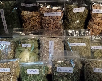 Roots and Herbs 14 package kit- Wicca, Conjure, Workings *2X3 inch baggies* Organic