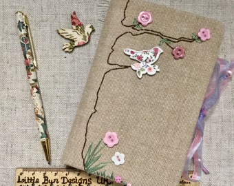 Hand Embroidered Bird Notebook