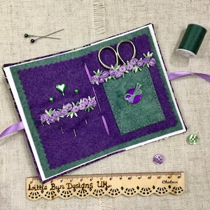 Thistle Needle Case with Scissor Pocket / Handmade Needle Book