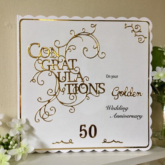 Personalised Golden Wedding Anniversary Card Etsy