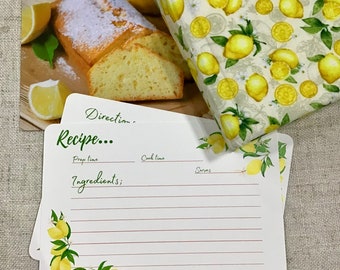 Recipe Journal with Recipe Cards / Handmade Recipe Binder / Lemons