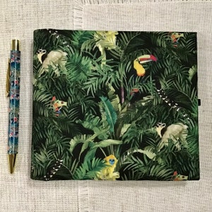 Address & Birthday Book + Pen / Hand Covered Fabric Book / Rainforest