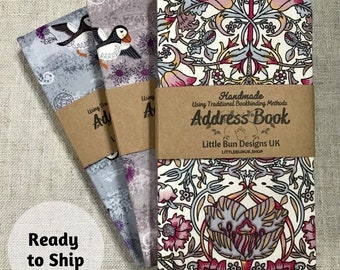 Slim Address Book / Handmade / Fabric Covered / Index Address Book / Ready To Ship