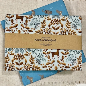 Handbound Fabric Art Journal / Large Sketchbook for Drawing & Ink