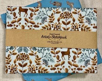 Large Sketchbook for Drawing & Ink / Handbound Fabric Art Journal