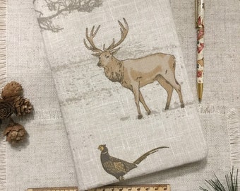 A5 stag notebook / fabric address book / diary / sketchbook