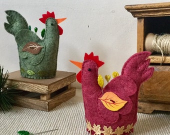 Handmade Chicken Pincushion / Autumnal Designs