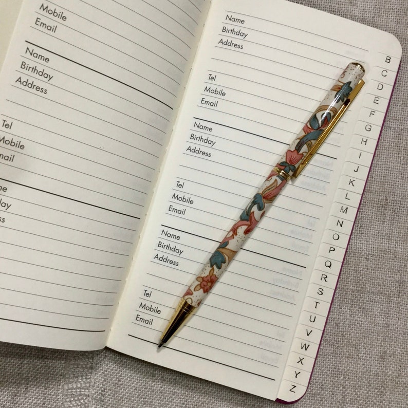 Handmade Address Book / Slim Fabric Covered Address Book Etsy UK