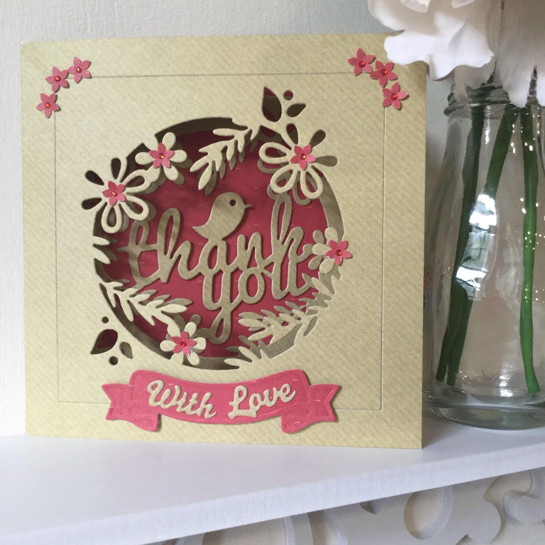 Thank You Card / Handmade Card / Die Cut Card