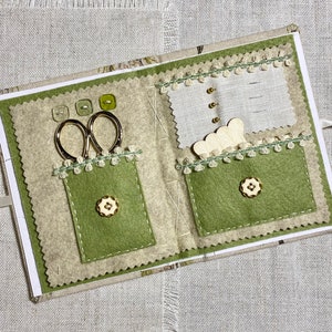 Handmade Needle Book / Sewing Accessory Case with Scissor Pocket