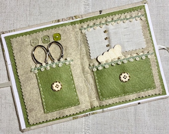 Handgefertigtes Nadelbuch / Nähzubehör Etui mit Scherentasche